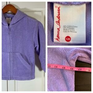 Hanna Andersson 120 Purple Fleece Zip Up Hoodie Jacket Kids Size 6-7 Cozy‎ READ